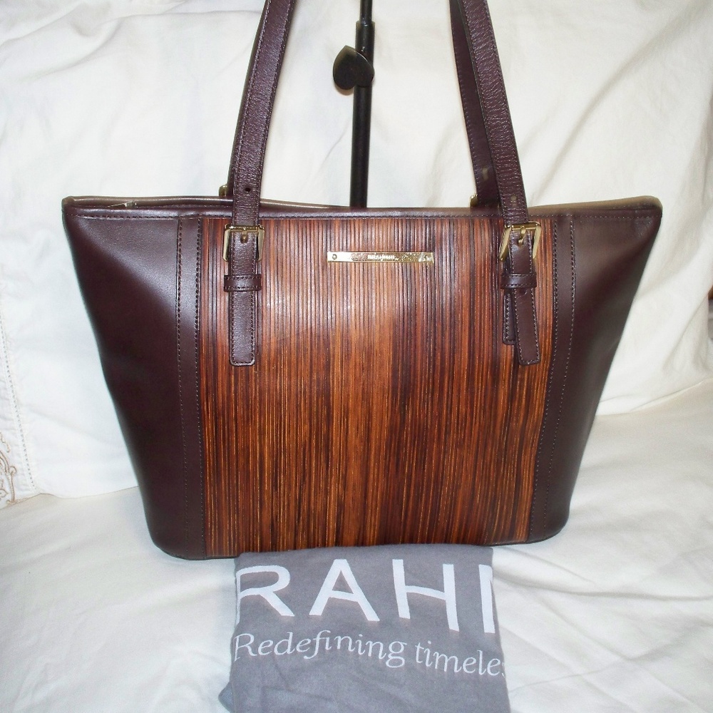 💔Brahmin Medium ASHER Brown Balsa 3D Leather Tote